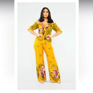 Yellow floral jumpsuit
